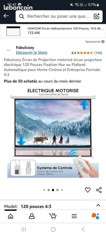 Écran De Projection Motorisé 100 Pouces Format 16:9 - Écran électrique Pour Projecteur Home Cinéma