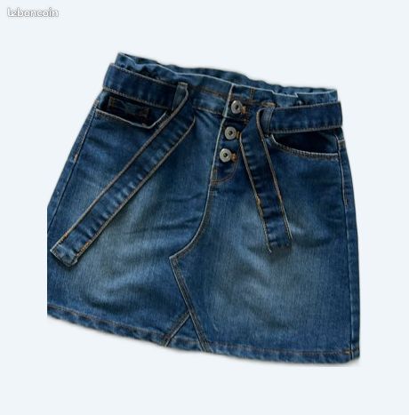 Jupe En Jeans Okaïdi Pour Fille - Taille 10 Ans, Longueur 32 Cm, Bleu Délavé, Occasion Très Bon état
