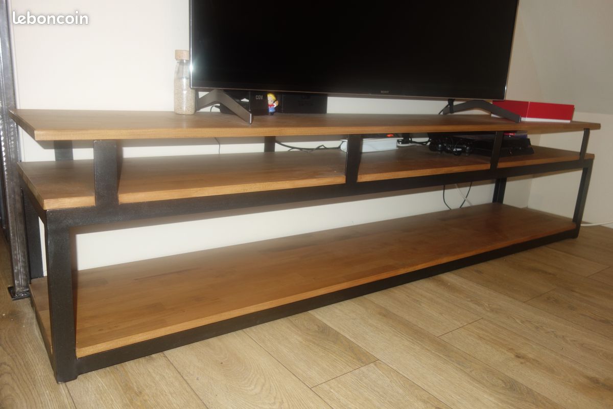 Meuble tv acier bois (image 1)