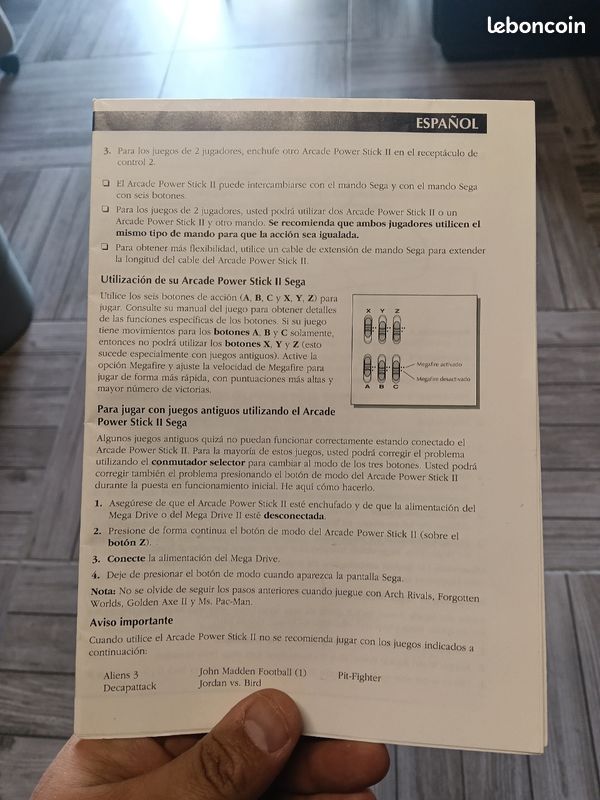 Notice pour joystick sega arcade power stick 2 (image 2)