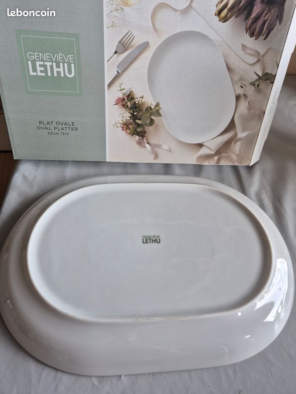 Grand Plat Ovale Geneviève Lethu Gueules D'Amour - Angelots Putti Fruits - Porcelaine