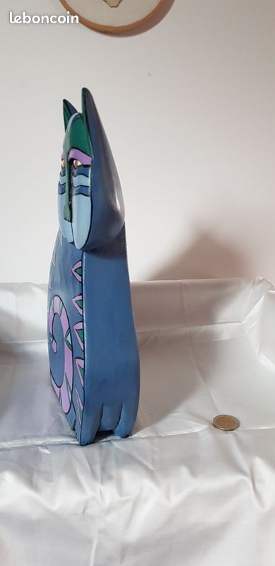 Étiquette à Bagages En Bois Laurel Burch Avec Fermeture éclair Et Chat Artistique Coloré