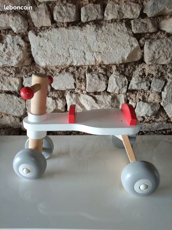 Porteur En Bois 4 Roues Oxybul - Pour Enfant 12 Mois à 3 Ans - Stable, éducatif, Peinture à L'eau