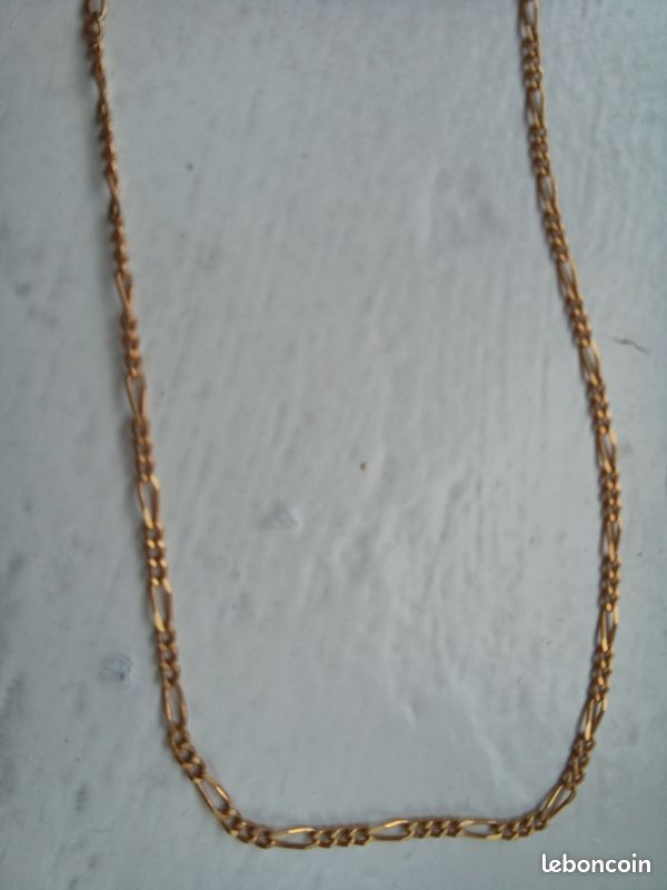 Chaîne Maille Figaro Plaquée Or Jaune 18 Carats - Style Classique, Occasion