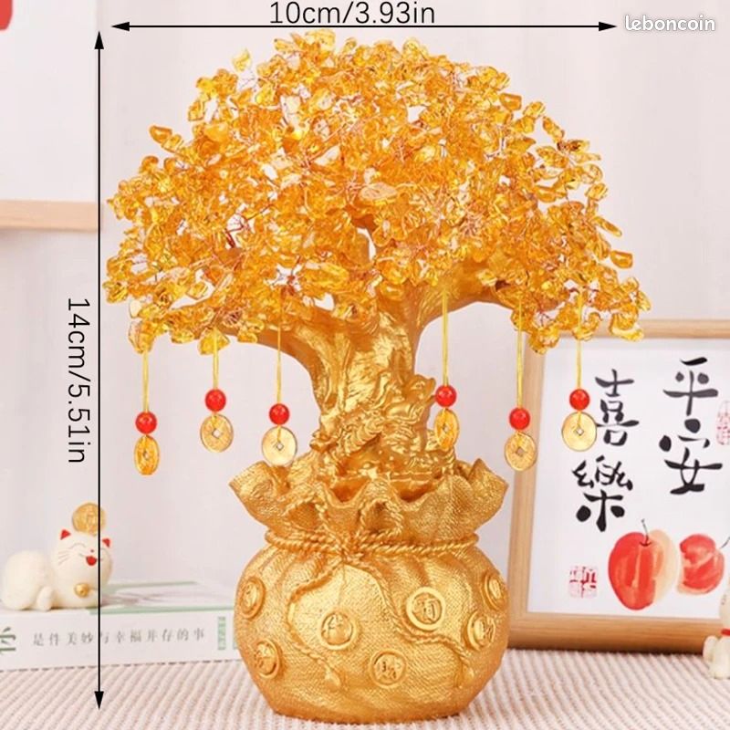 Arbre à Argent Feng Shui Bonsaï Pour Fortune, Chinois Feng Shui Cristal Argent Arbre Bonsaï Style Décoration - Maison