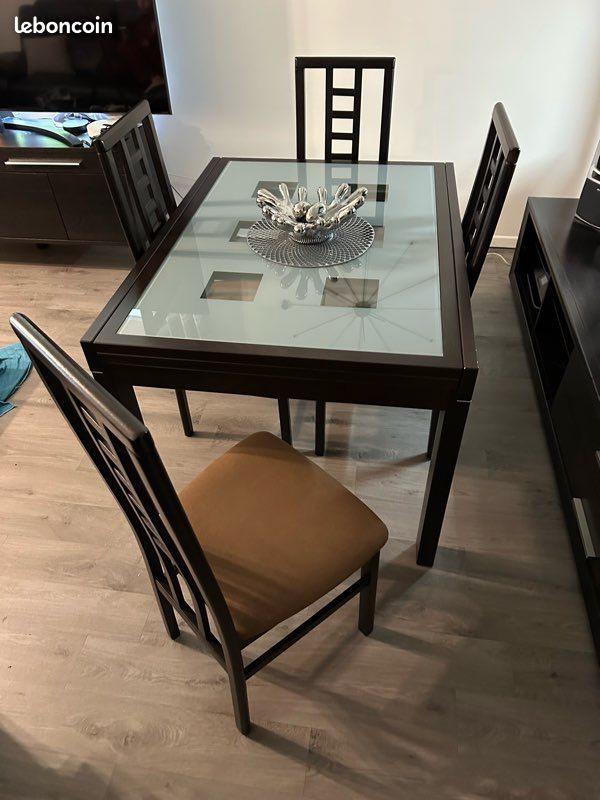Ensemble Salle à Manger – Table en Verre + 4 Chaises + Meuble Buffet (image 9)