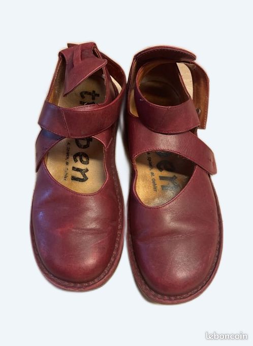 Chaussures Femme Trippen Shabby - Taille 36/37, Cuir, Talons, Gris Bleu Argent, Occasion TB