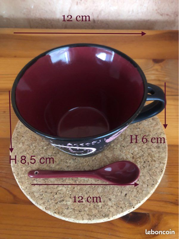 Tasse à soupe, céramique émaillée, artisanat, bol et sa cuillère (image 10)