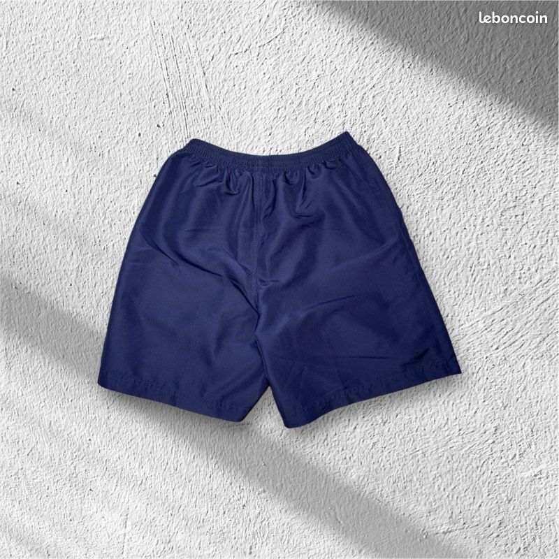 Short De Sport Vintage Femme UK 14 (M) Bleu Marine - Polyester, Taille Haute Avec Poches