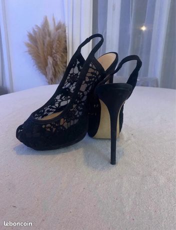 Escarpins Zara à Talon Aiguille Très Haut (13 Cm) - Taille 37 - Daim Noir - Occasion