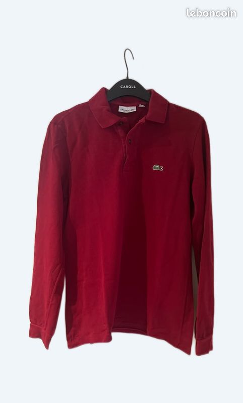 Polo Lacoste rouge bordeaux manches longues Vêtements