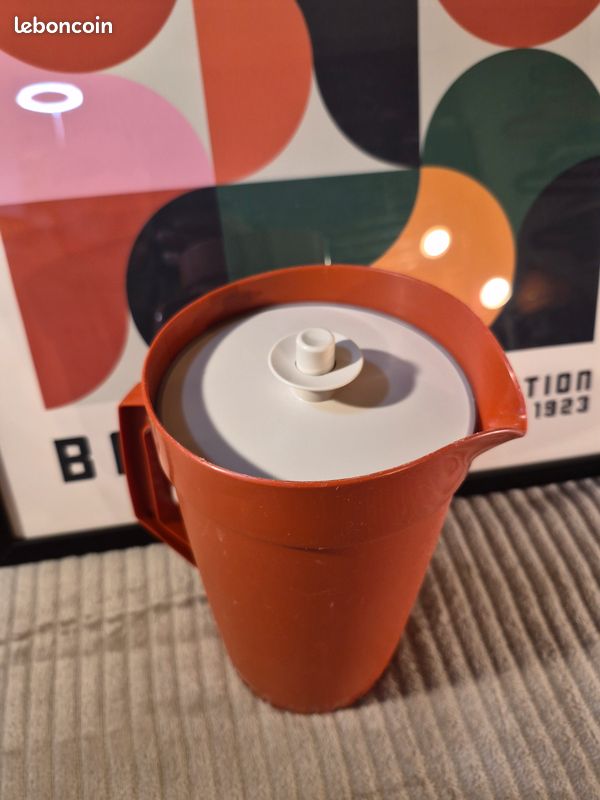 Pichet Tupperware vintage, pichet à thé rouge foncé, cuisine rétro, service et salle à manger - France