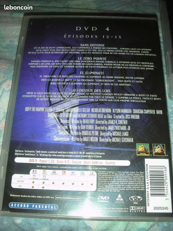 Vent 3 dvd buffy saison 3 parti1 au pris de 7 euros livraison mondiale relais 3 euros (image 12)