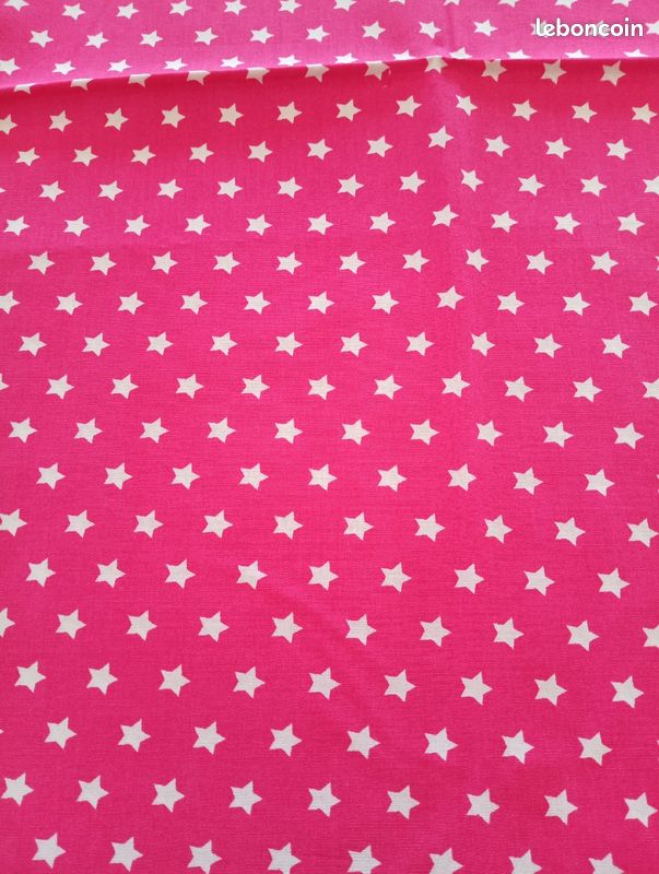 Tissu coton étoile 🌟 fushia et blanc (image 1)