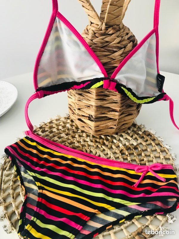 Maillot de bain noir & rayures 2 pièces- evaloire (image 4)