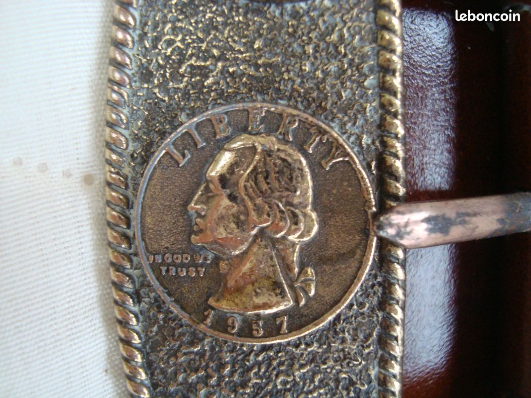 Boucle De Ceinture Ancienne Marron Vintage 30 Mm - Style Crochet - Occasion