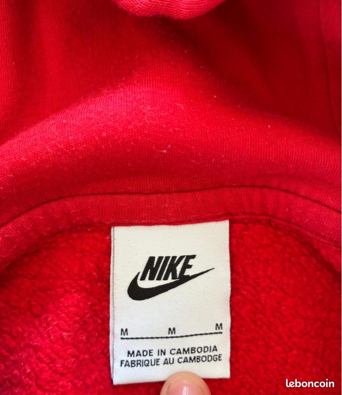 Sweat pull à capuche Nike Sportswear homme rouge logo brodé blanc | Taille M | Neuf (image 4)