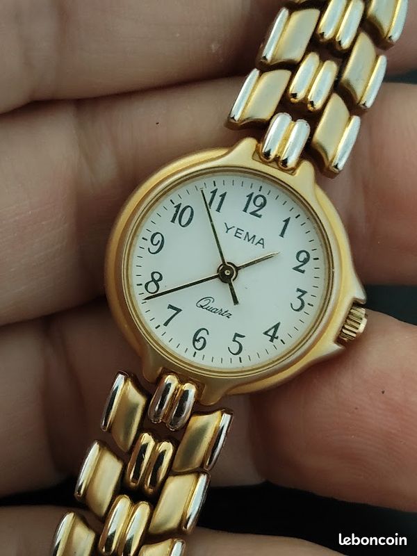 Montre YEMA Femme Quartz – Boîtier Doré 22 Mm, Occasion, Pile Incluse