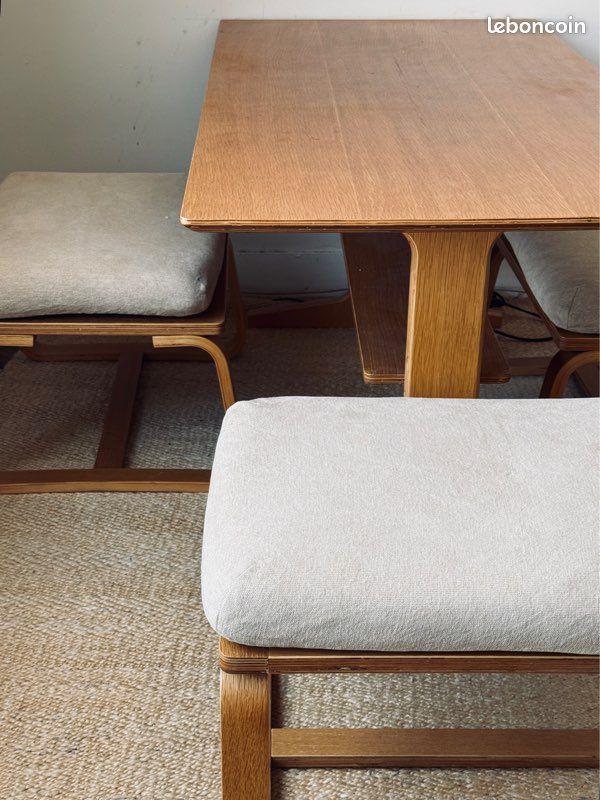 Ensemble table + 3 tabourets MUJI - série Oak Living Dining (130x65cm) (image 2)