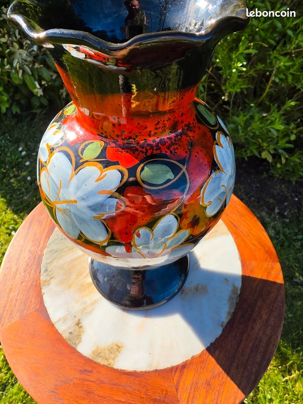 Paris Prix - Vase Rond bord Céramique 90cm Vert & Naturel | Leroy Merlin