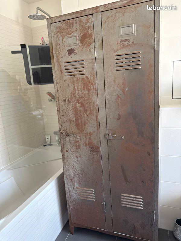 Armoire vestiaire industrielle en métal vintage / loft – 193 cm (image 5)