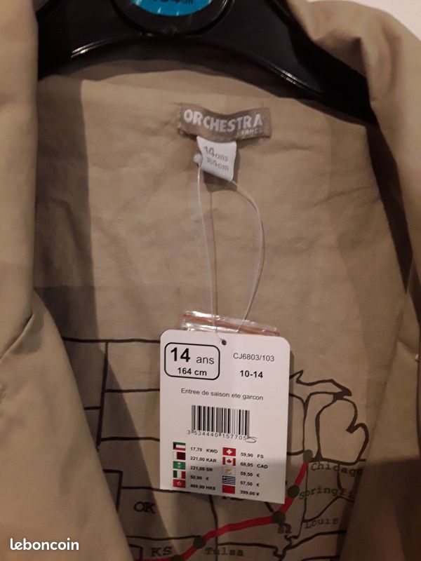 Veste neuve garçon ORCHESTRA T.14 ans (image 2)