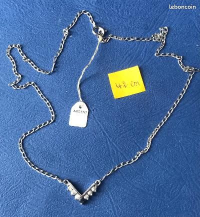 Collier Pendentif Femme Argent 925 Avec Pierre Bleue - Occasion En Parfait état