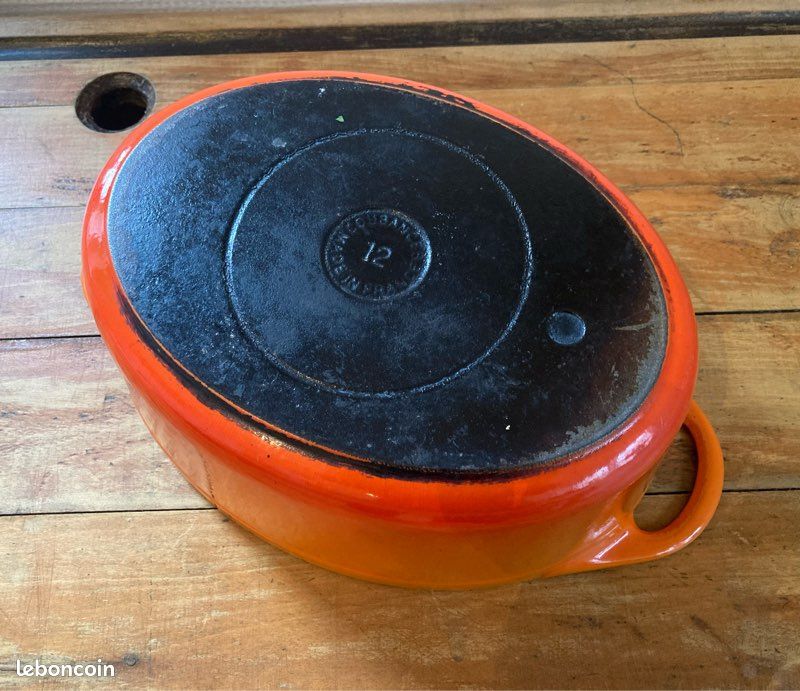 Cocotte Cousances Fonte Ovale 29cm Orange - Compatible Induction - Ancienne