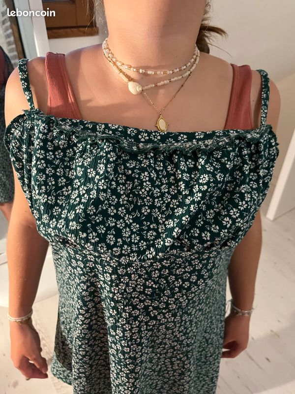 Robe verte fleuris (image 6)