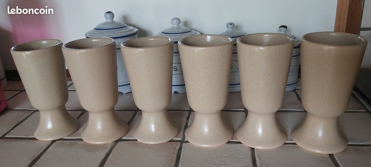 Lot de 6 mazagrans ou mugs en grès fleuri - Motif marguerite (image 2)