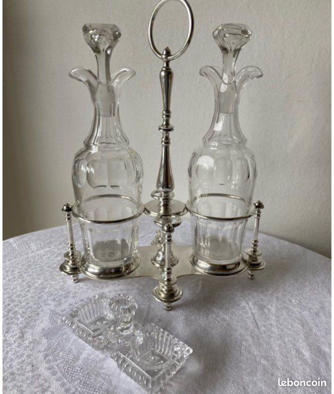 Coffret huile & vinaigre - Cristal, Métal argenté - Début