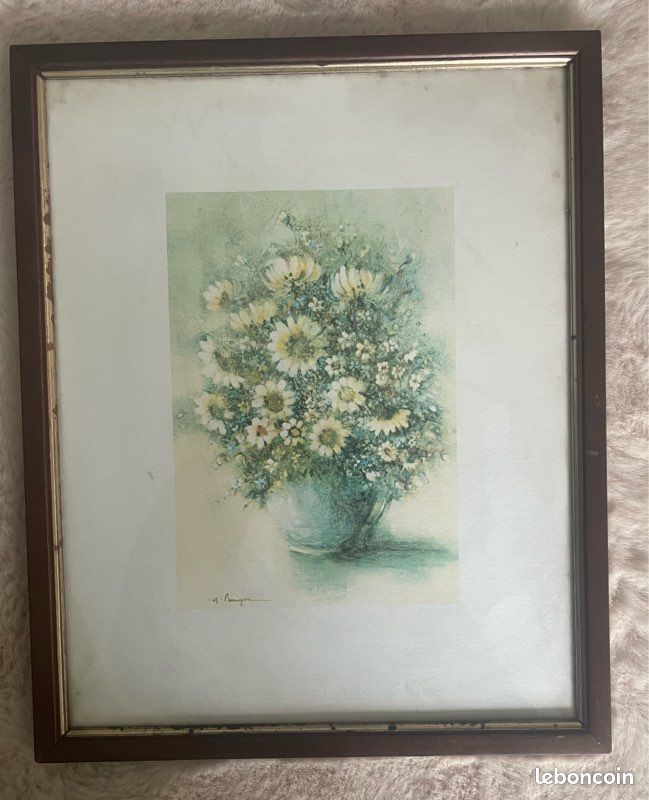 Reproduction encadrée bouquet de fleurs style vintage - 26,5 x 32,5 cm (image 8)