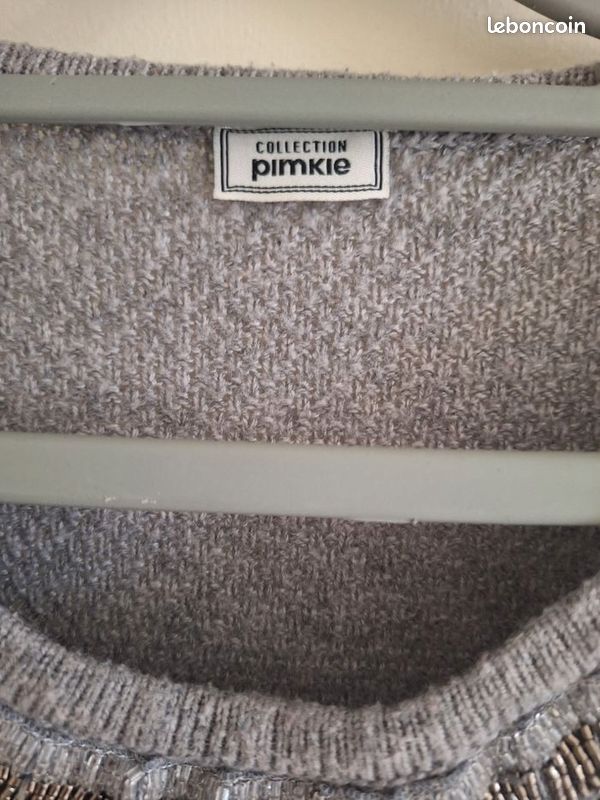 Pimkie Pull Long Fendu Sur Les Cotes Pull Femme Gris Col Rond à