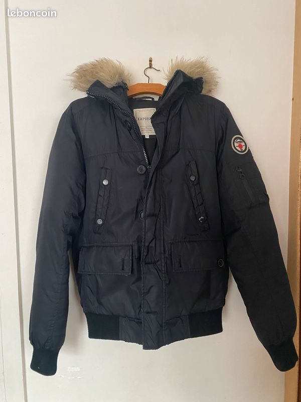 Blouson aviateur homme noir avec capuche reglable (image 1)