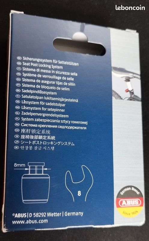 Antivol Selle ABUS Nutfix - Pour Tige De Selle Ø30mm - Argenté