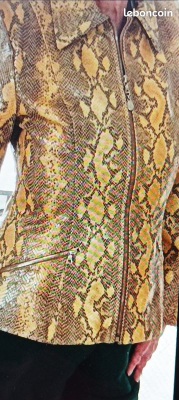 PYTHON veste cuir imprimé coloris métallisé marque POLLINI (image 1)
