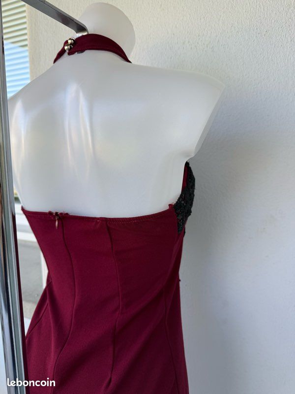 Robe Femme Robe De Soirée Sexy En Dentelle À Manches Courtes Et Col En