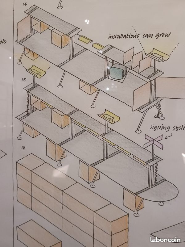 NORMAN FOSTER : bureau double Nomos édité par Tecno. Une valeur sure de collection, offrez vous une œuvre du plus célèbre architecte vivant (image 8)
