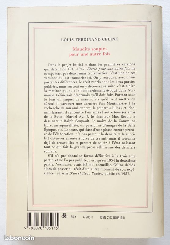 Maudits soupirs pour une autre fois - Louis-Ferdinand Céline - Gallimard 1990 (image 2)