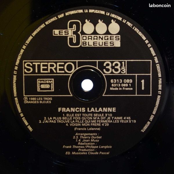 Disque vinyle 33 tours Francis Lalanne – 2e Album (image 2)