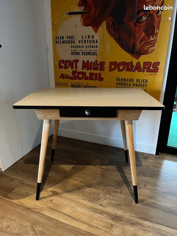 Table en bois bureau année 60 Formica (image 1)
