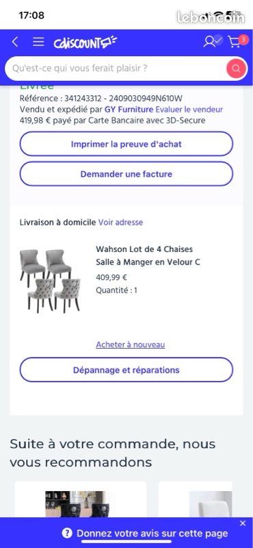 Chaise velours (image 1)