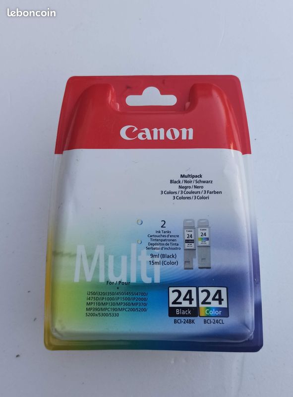 Lot De 2 Cartouches D'encre Canon 24 - Originales - Neuf Sous Blister - Tricolore