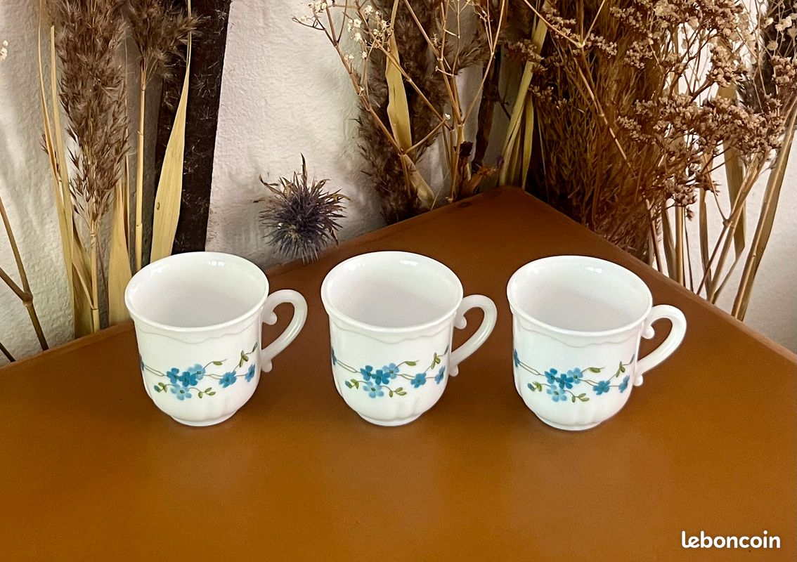 Lot 6 Tasses Et Sous-tasses Arcopal Myosotis – Petit-déjeuner