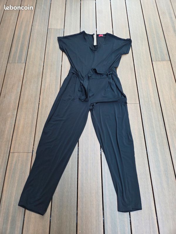 Combinaison pantalon noire Tissaia 46/48 fluide état neuf (image 1)