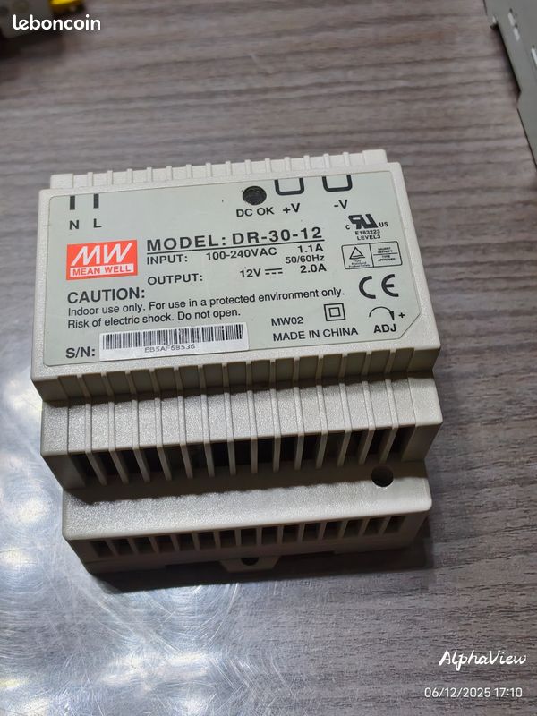 Alimentation à découpage Mean Well DR, DR-30-12 30W 2A (image 1)