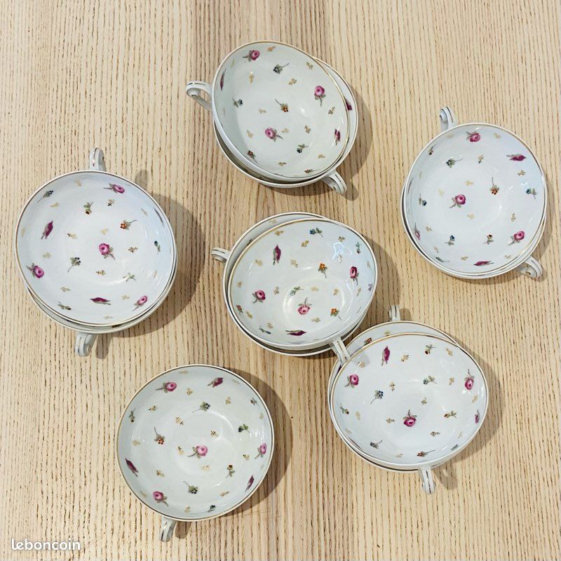 Lot de 11 tasses fleuries de G. Boyer - très bon état (image 2)