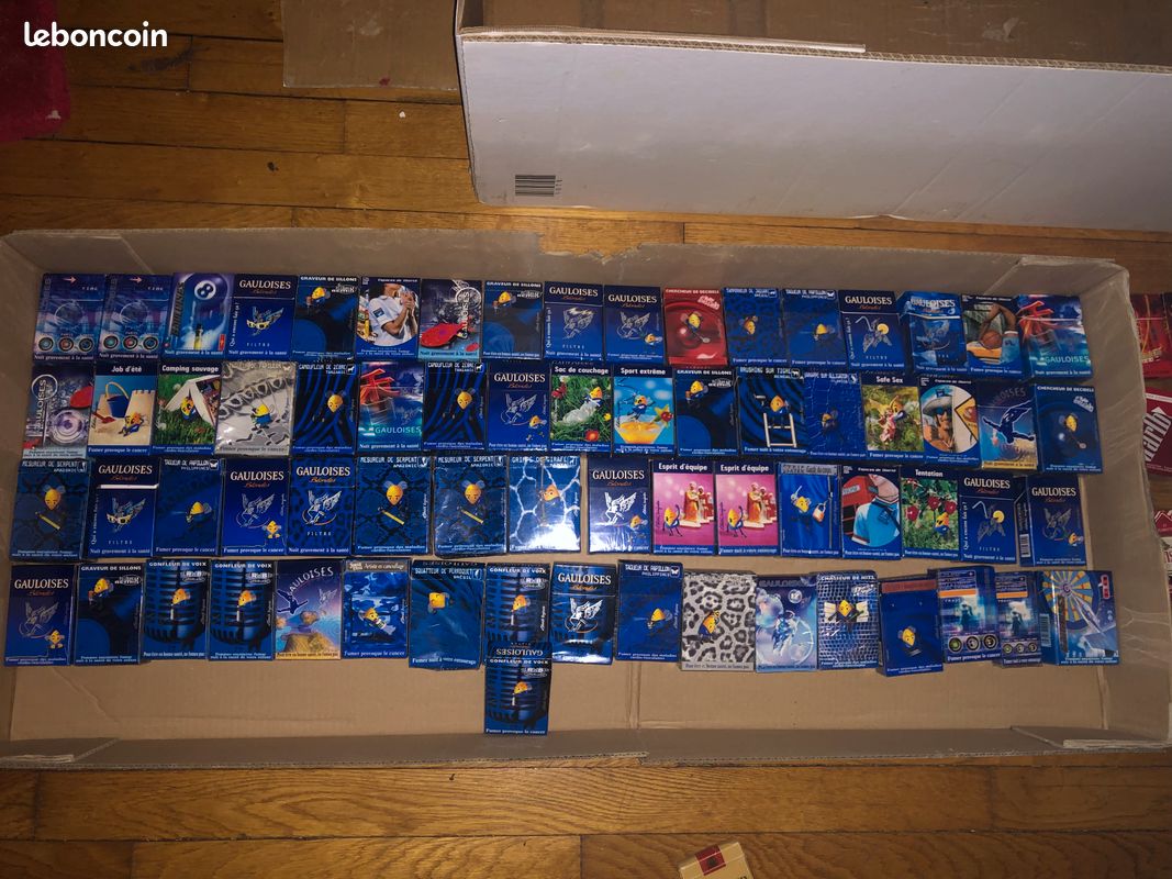 Plus de 80 paquets de cigarettes vides, de 1990 à 2000 en bon état sans envoi, il comprend 2 paquets de Chevignon (pas de photo, ainsi que Gauloise, Marlboro, Winston (image 3)