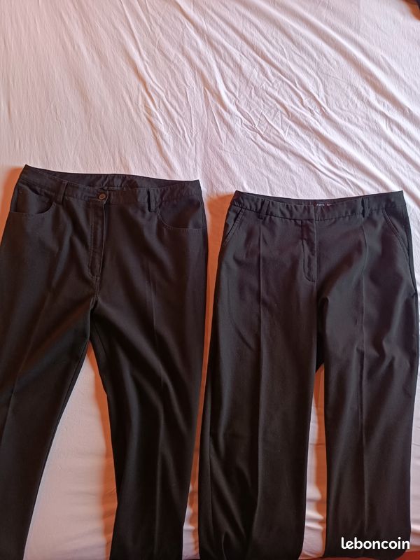 Lot 2 pantalons à pinces T42 grande longueur de jambe Pantashop ou Camaïeu (image 2)