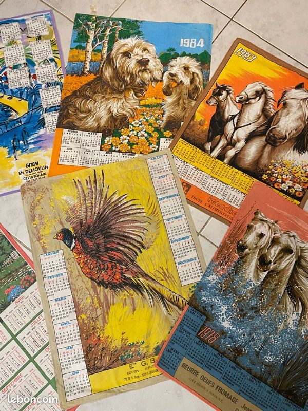 Torchon De Cuisine Vintage 1978 – Calendrier Avec Cheval Et Cocher, 100% Coton, Neuf